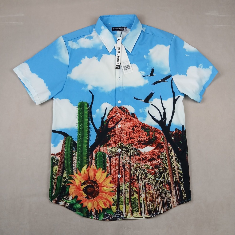Rebel‎ Minds Medium Mens Shirt NWT Defects Satin Dad Desert Dad 21x29